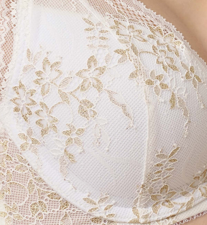 Eternal Bliss Wired Push Up Deep V Bra - SILK WHITE