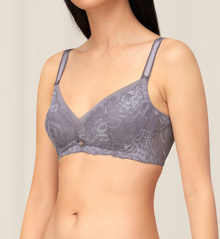 FLORALE WILD PEONY NON-WIRED PADDED BRA - MORANDI GREY
