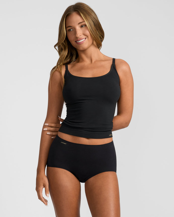Jockey Women's Bamboo Cotton Full Brief No Panty Line Promise - Black