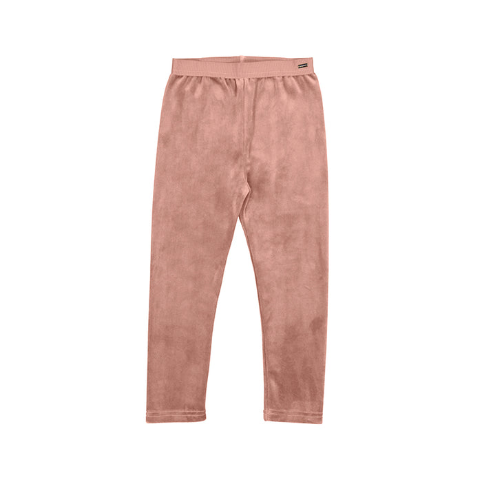 Pink Soft velvet leggings with a stretchy waistband and a cozy feel