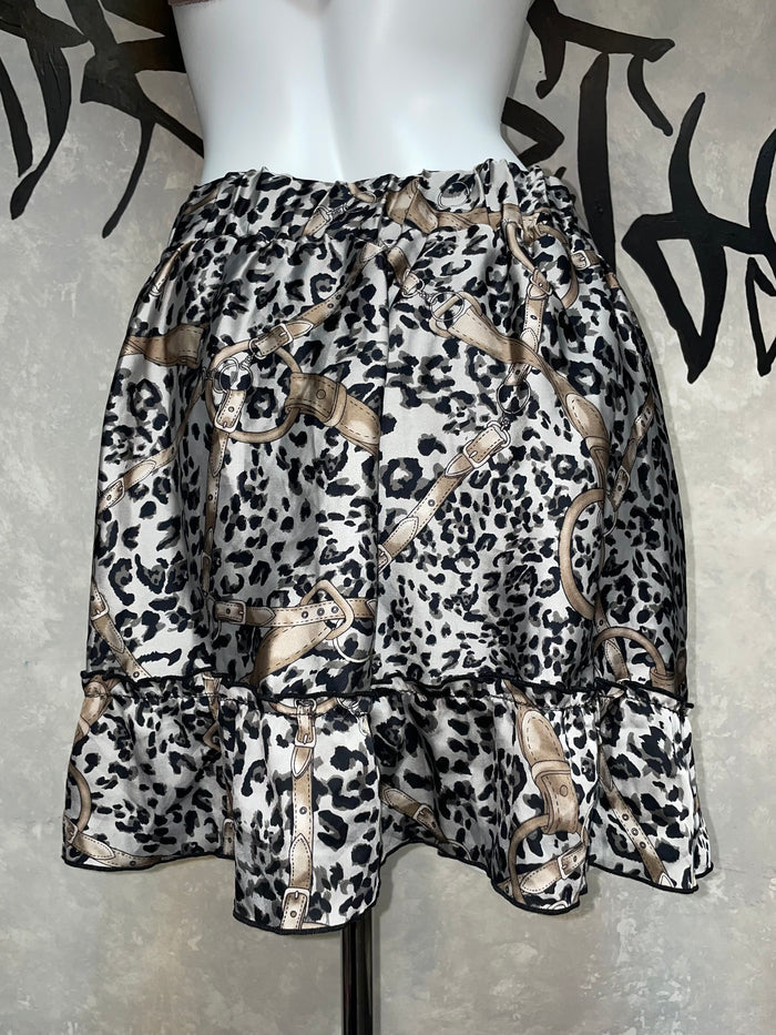 Leopard Printed Vintage Lace Skirt
