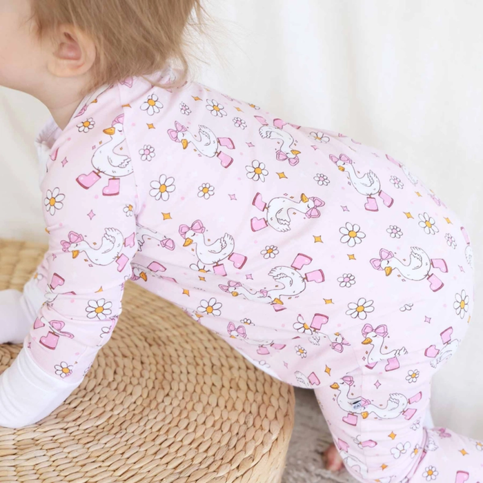 Silly Goose Pink Convertible Zipper Romper