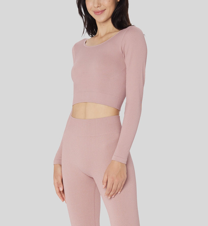 SLOGGI EVER INFUSED ALOE CROP TOP LONG SLEEVE - FOGGY MAUVE