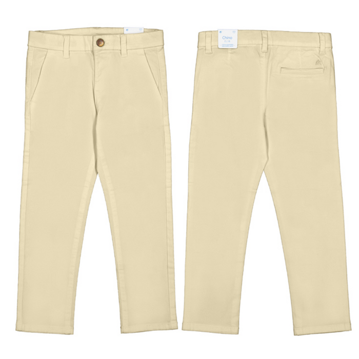 Mayoral boys twill trousers style 512 classic dress pants with single back pocket in cashew