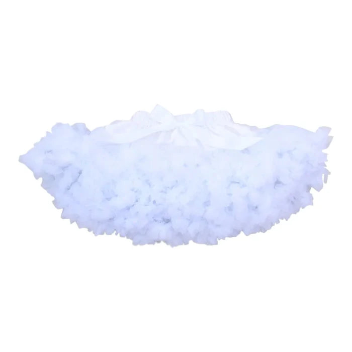 White tutu with layers of tulle and a stretchy waistband, perfect for twirling