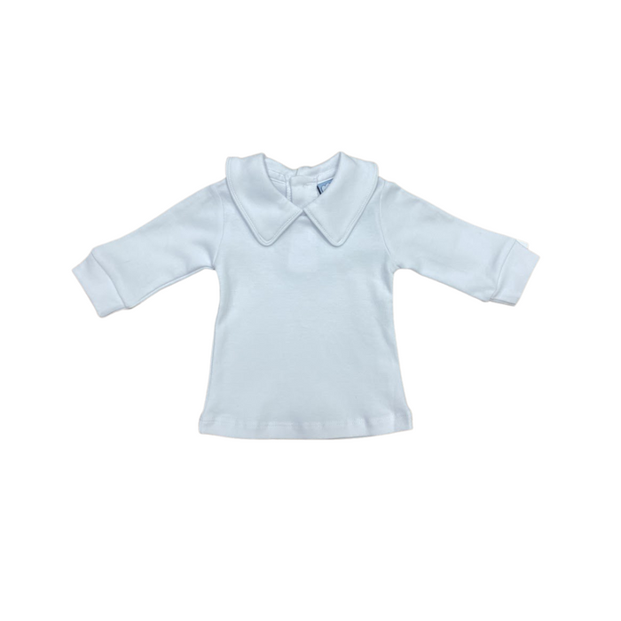 White Knit Collar Long Sleeve Shirt