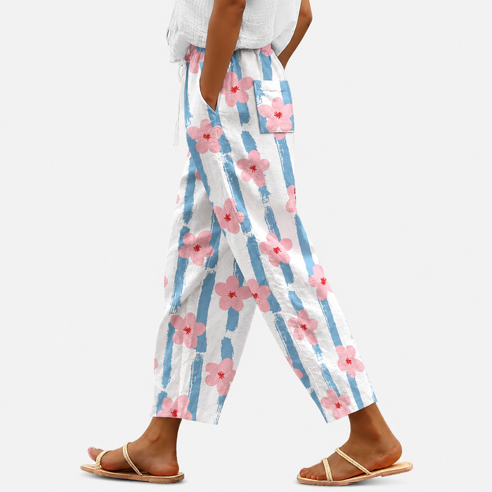 Women's Printed Linen Pants