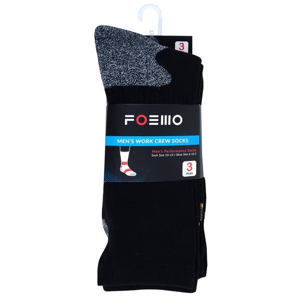 3-Pack Men's Black Heavy Duty Crew Socks