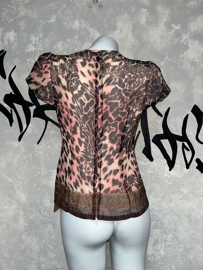 Leopard Printed Vintage Lace Top