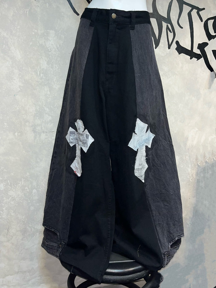 Remake Vintage Jeans (Cross On Knee//Stamped)35” #REJCOKS03