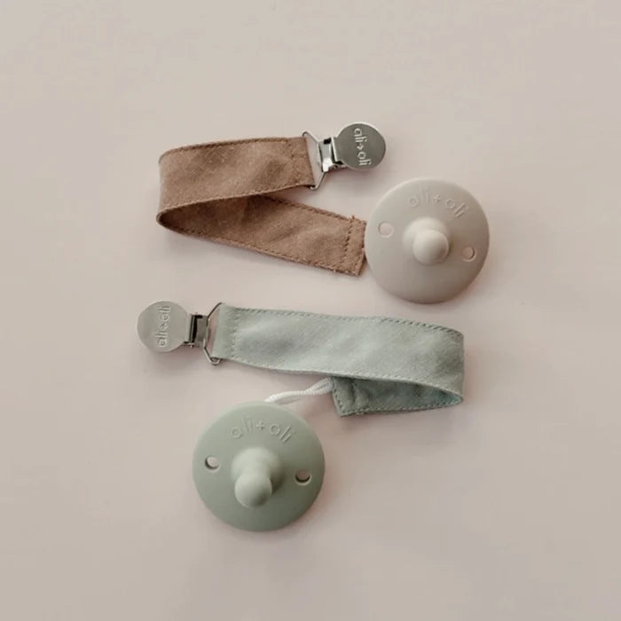 Ali & Oli Linen 3 Pack Pacifier Clips