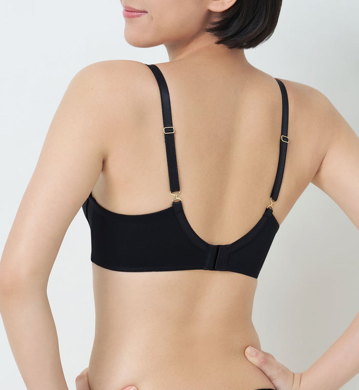 All Day Silk Non-Wired Push Up Deep V Bra - BLACK