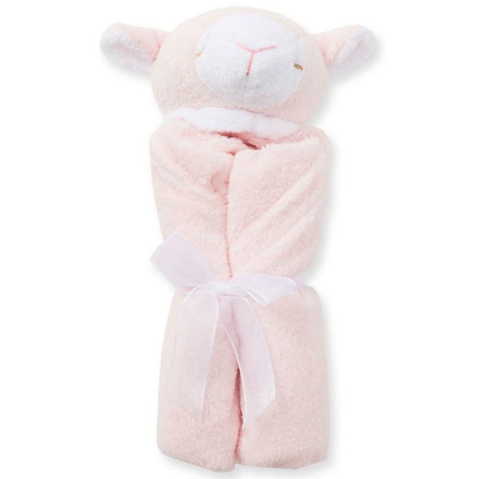 13 X 13 lovey blanket with pink lamb head