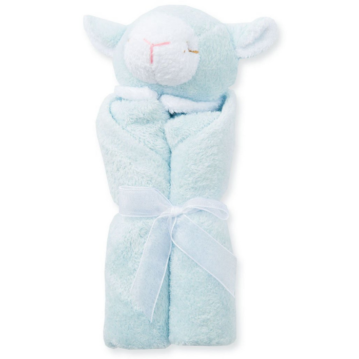 13 X 13 lovey blanket with blue lamb head