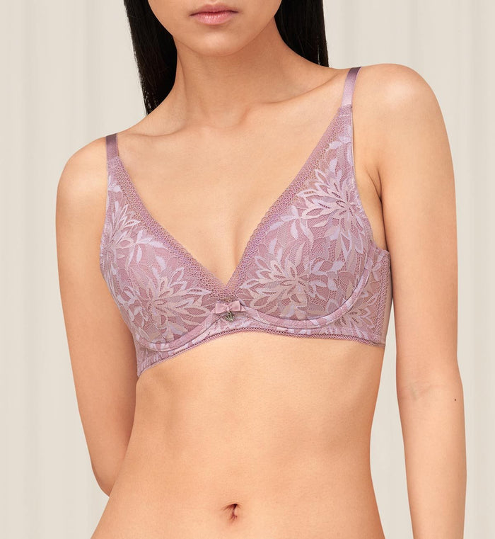 AQUA BLOOM WIRED PUSH UP DEEP V BRA - SEA FOG