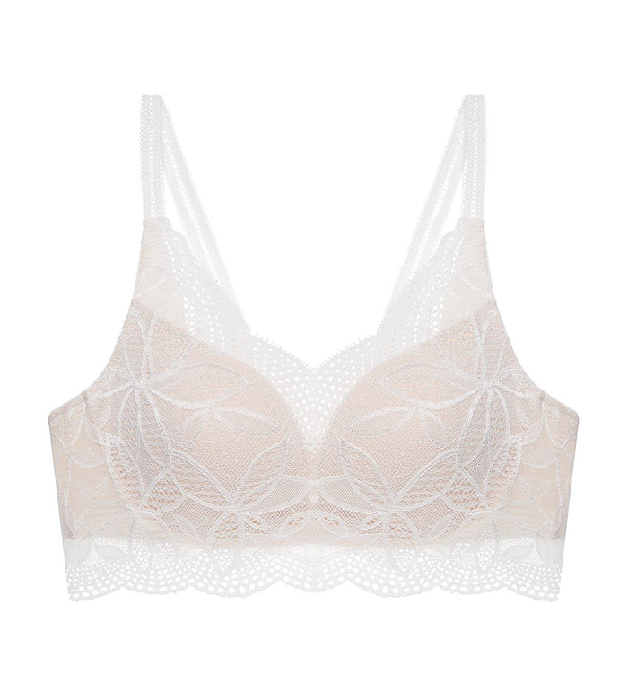 AQUA JADE NON-WIRED PUSH UP DEEP V BRA - SILK WHITE