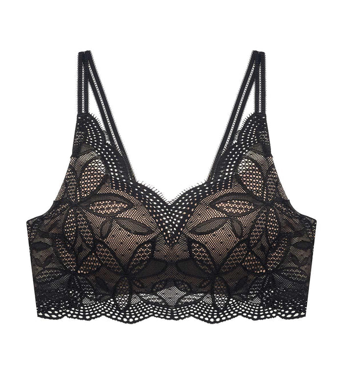 AQUA JADE NON-WIRED PUSH UP DEEP V BRA - BLACK