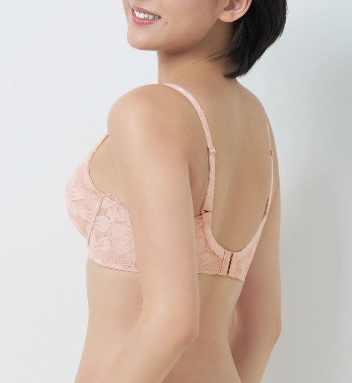 Aqua Moon Flower Wired Push Up Deep V Bra - SOFT MAUVE