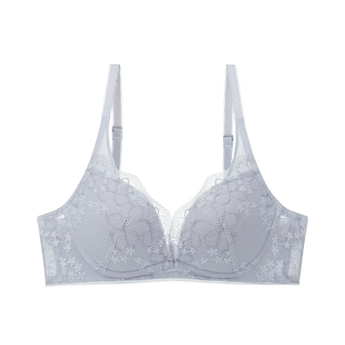 Aqua Plumeria Non-Wired Push Up Deep V Bra - FEATHER