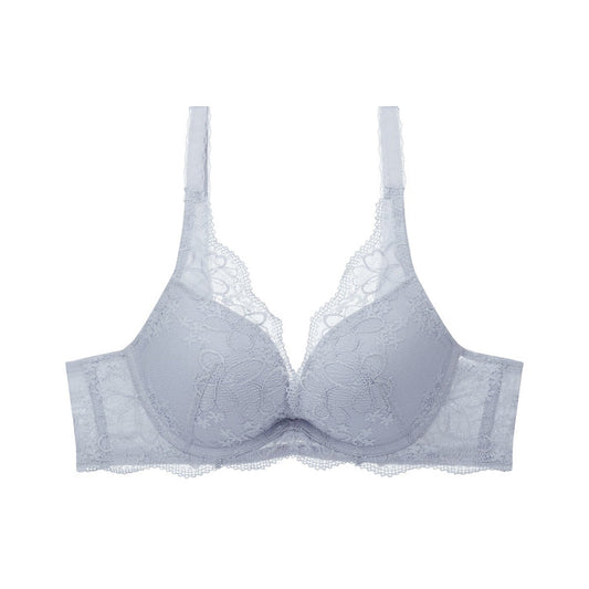 Aqua Plumeria Wired Push Up Deep V Bra - FEATHER