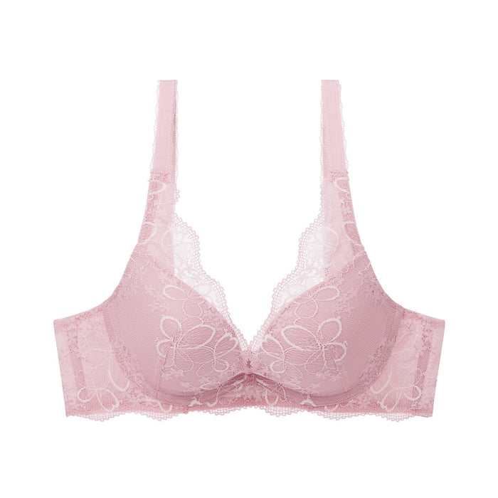 Aqua Plumeria Wired Push Up Deep V Bra - OPAL PINK