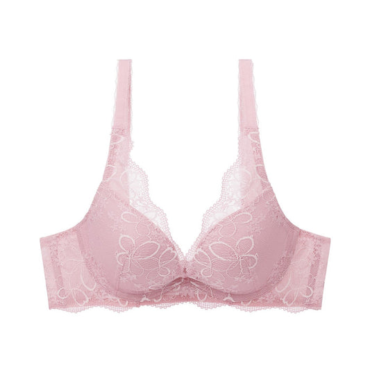 Aqua Plumeria Wired Push Up Deep V Bra - OPAL PINK