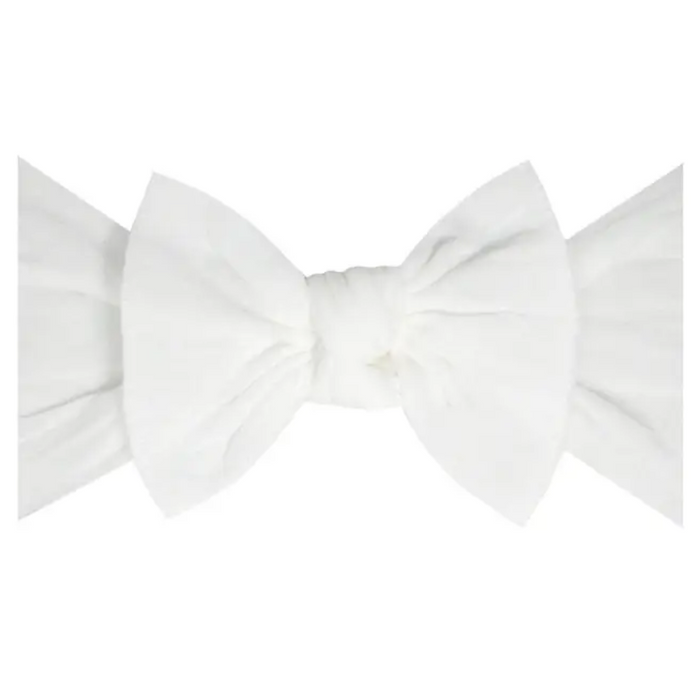 White Baby Bling nylon knot headband with oversized bow