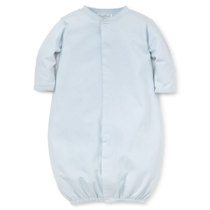 Blue converter gown with blue picot trim made from 100% Peruvian Pima cotton.