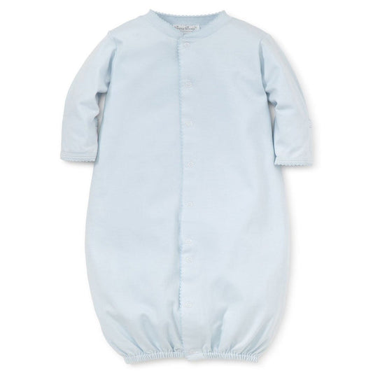 Blue converter gown with blue picot trim made from 100% Peruvian Pima cotton.