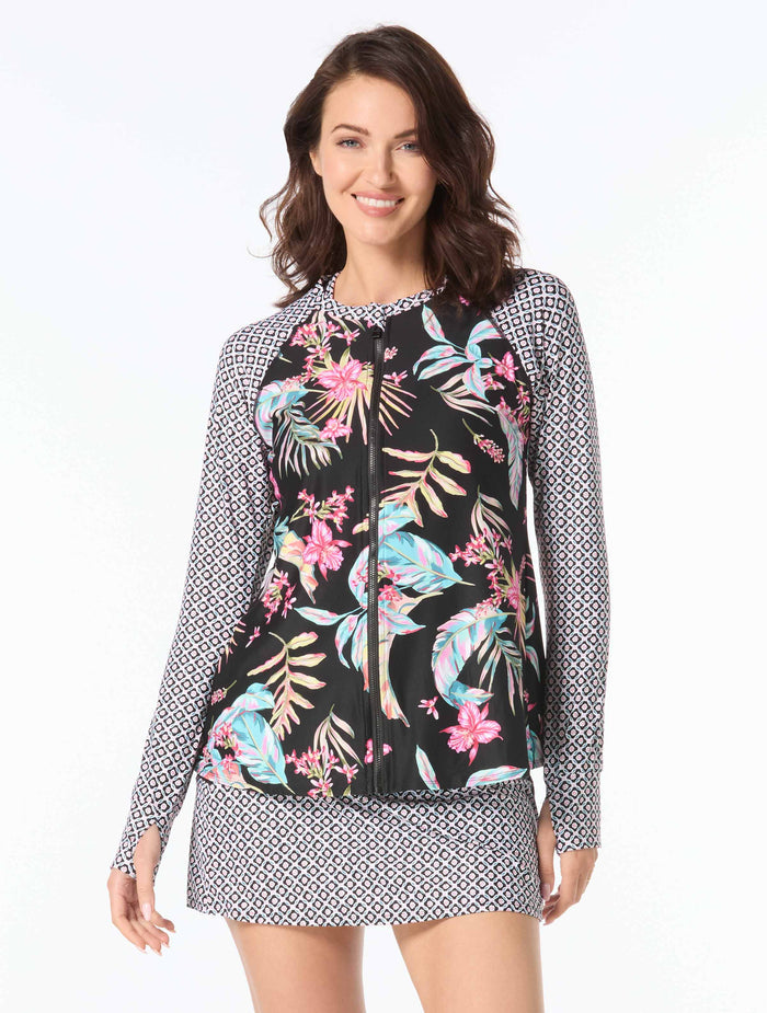 Beach House Endless Summer Tankini, Skirt & Rash Guard Cover Up Set Bundle -