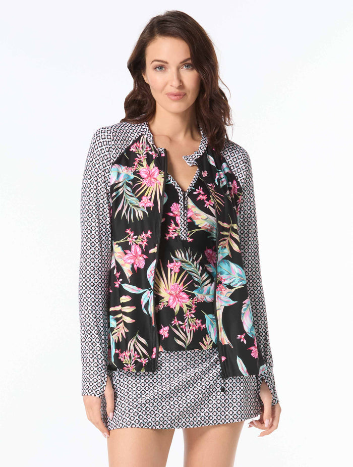 Beach House Endless Summer Tankini, Skirt & Rash Guard Cover Up Set Bundle -