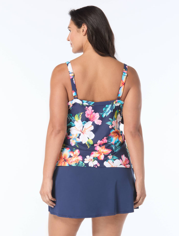 Beach House Plus Jane Ruffle Tiered Tankini Top - Vibrant Vacay - 511 Admiral