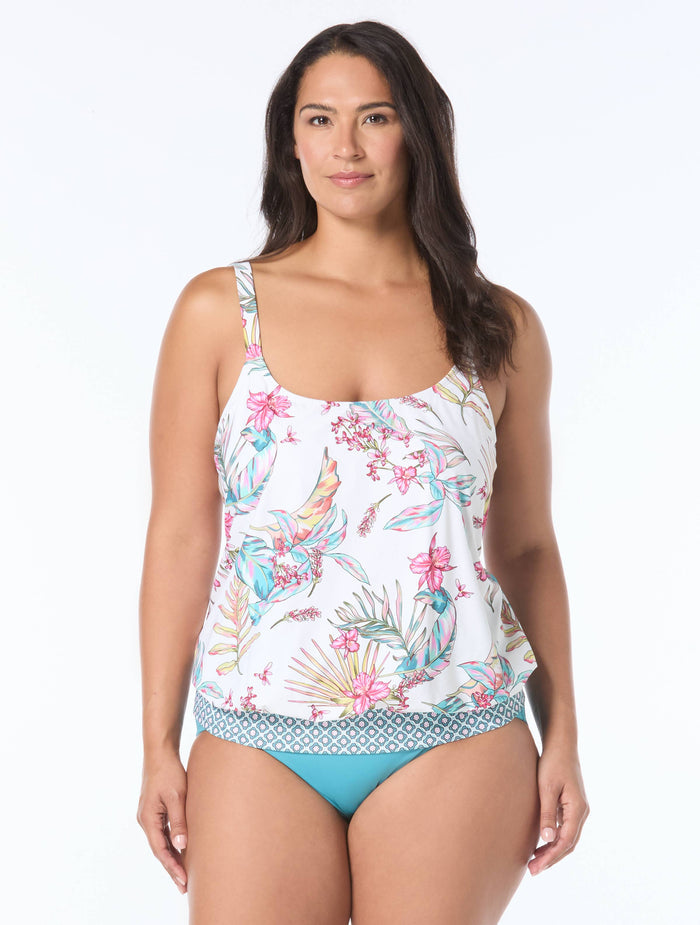 Beach House Plus Sarah Blouson Tankini Top - Endless Summer - 100 White