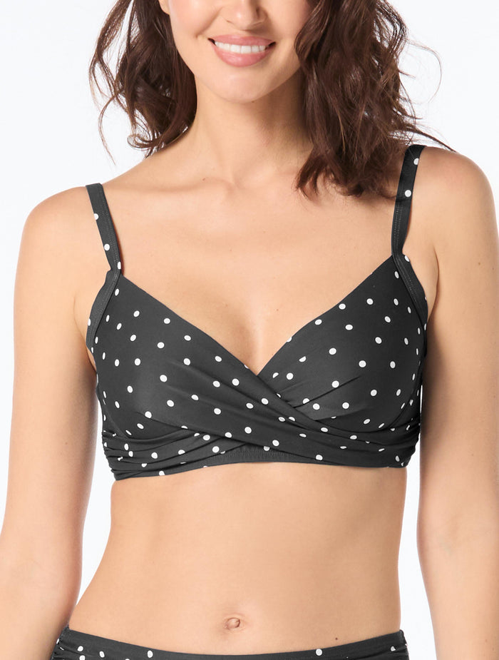 Beach House Swim Christa Wrap Underwire Bikini Top - Sailor Dot - 001 BLACK