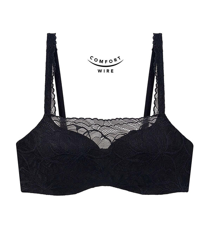 Body Make Up Illusion Lace Wired Padded Bra - BLACK