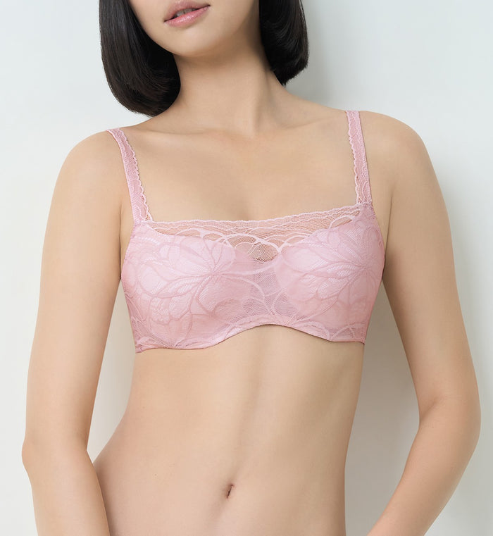 Body Make Up Illusion Lace Wired Padded Bra - PEROLA