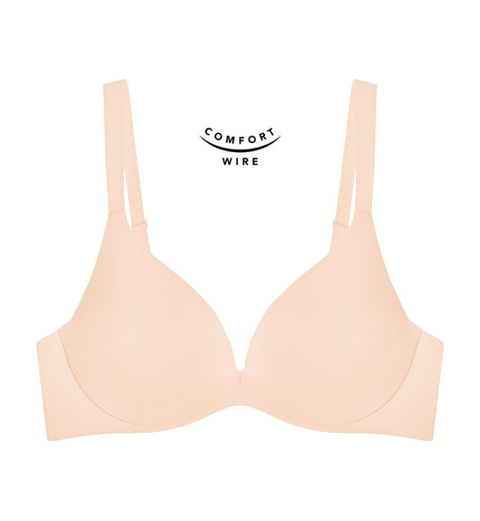 Body Make Up Illusion Smooth Wired Push Up Deep V Bra - NUDE BEIGE