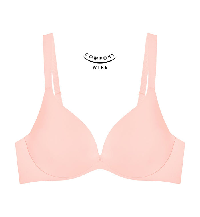 Body Make Up Illusion Smooth Wired Push Up Deep V Bra - POWDER BRUSH
