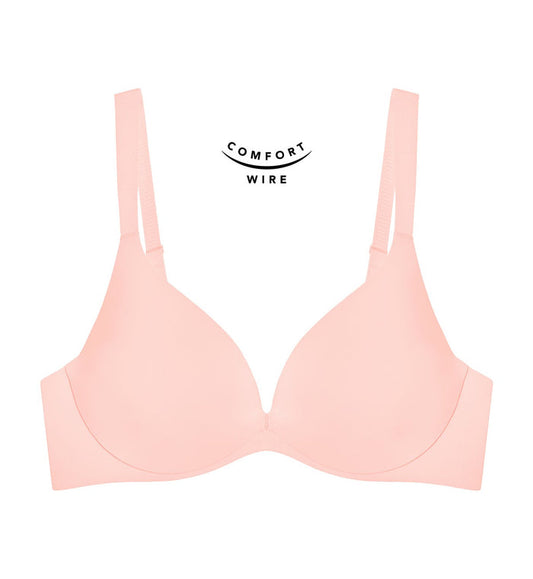 Body Make Up Illusion Smooth Wired Push Up Deep V Bra - POWDER BRUSH