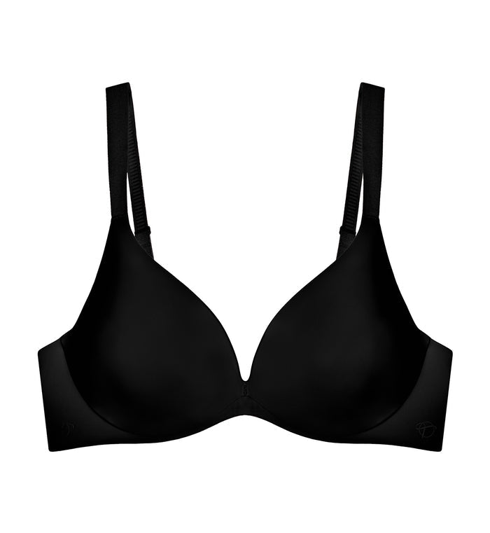 Body Make Up Illusion Smooth Wired Push Up Deep V Bra - BLACK