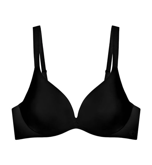 Body Make Up Illusion Smooth Wired Push Up Deep V Bra - BLACK