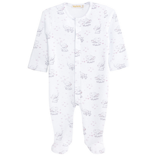 white footie with elephants and pink hearts.