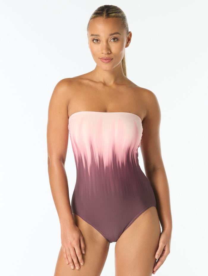 Carmen Marc Valvo Underwire Bandeau One Piece Swimsuit - Midnight Ombre - 514 Raisin