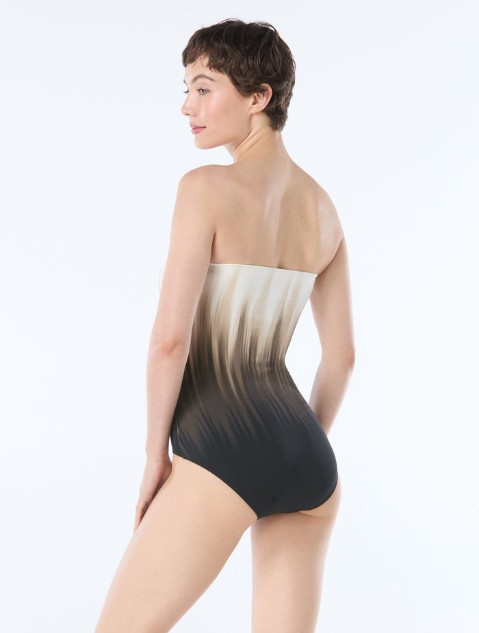 Carmen Marc Valvo Underwire Bandeau One Piece Swimsuit - Midnight Ombre - 001 BLACK