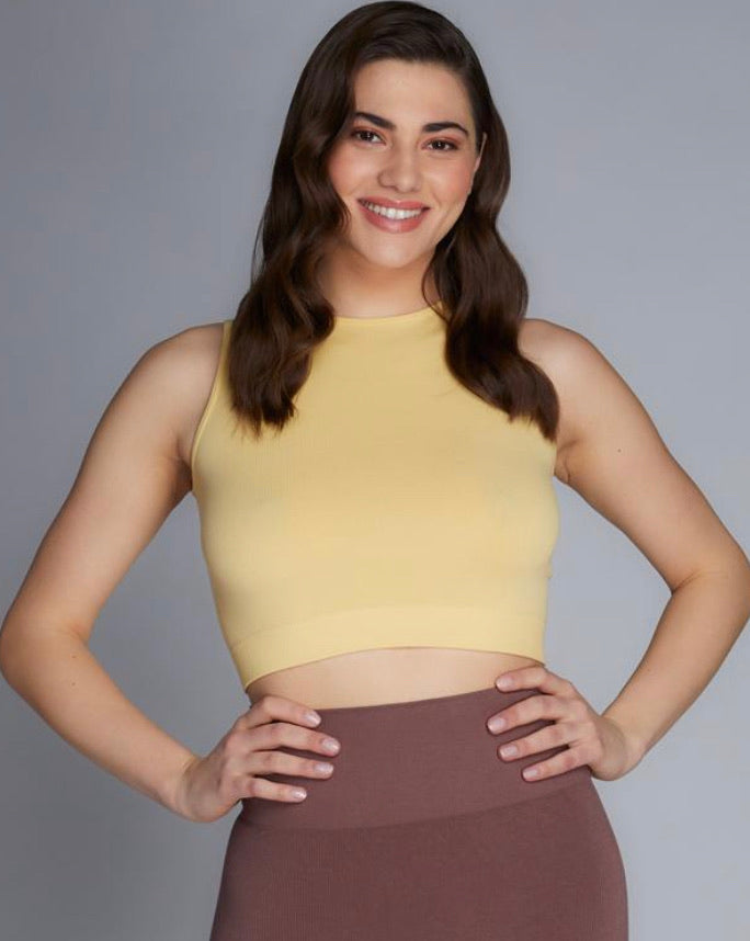 C'EST MOI BAMBOO RIB HIGH NECK TANK TOP