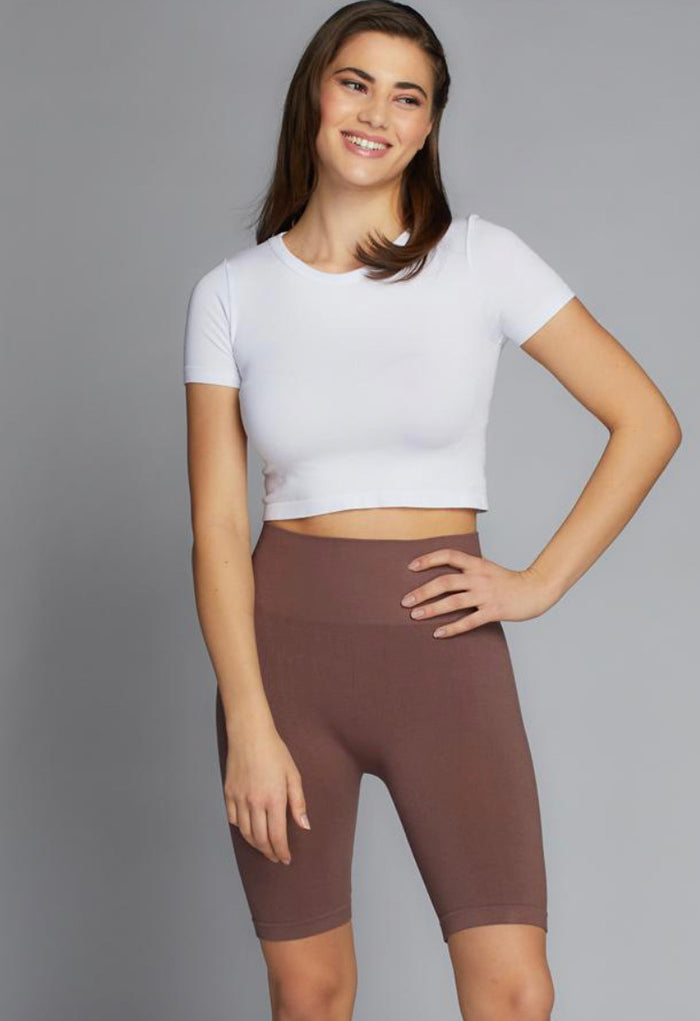 C'EST MOI BAMBOO RIB HIGHWAISTED BIKE SHORTS