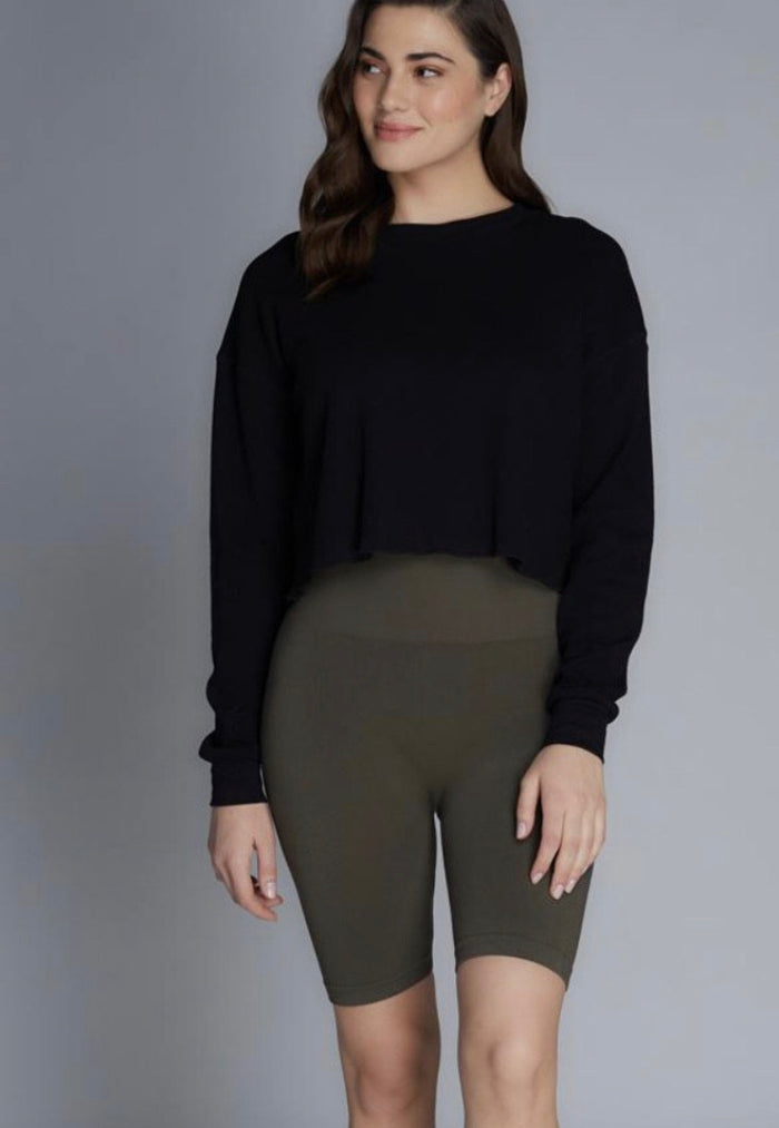 C'EST MOI BAMBOO RIB HIGHWAISTED BIKE SHORTS