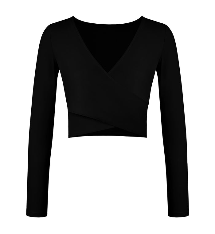 City Flow That's A Wrap Long Sleeve Top - BLACK