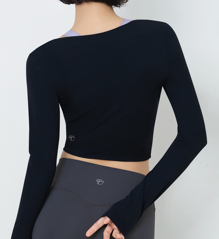 City Flow That's A Wrap Long Sleeve Top - BLACK