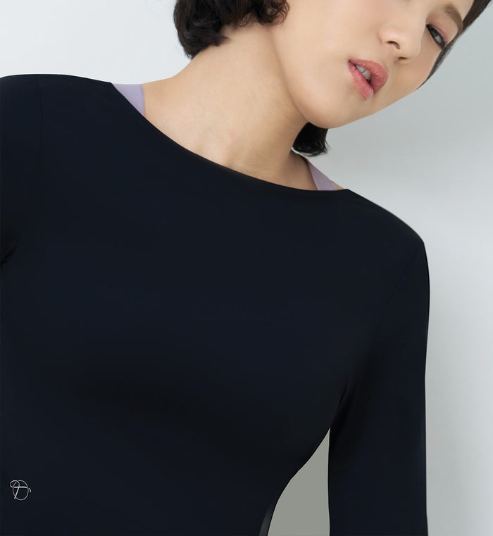 City Flow That's A Wrap Long Sleeve Top - BLACK